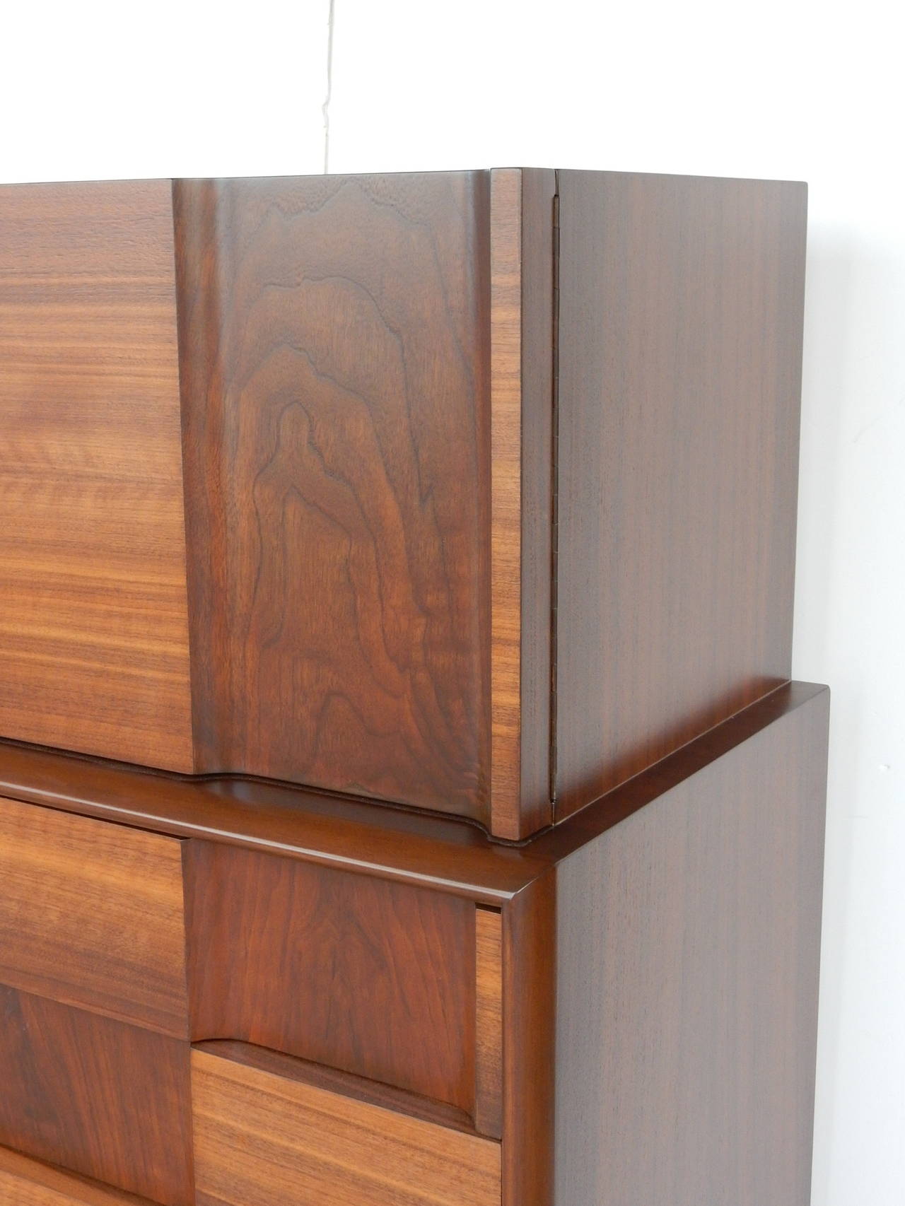 Geometric Walnut Highboy by Edmond Spence 1