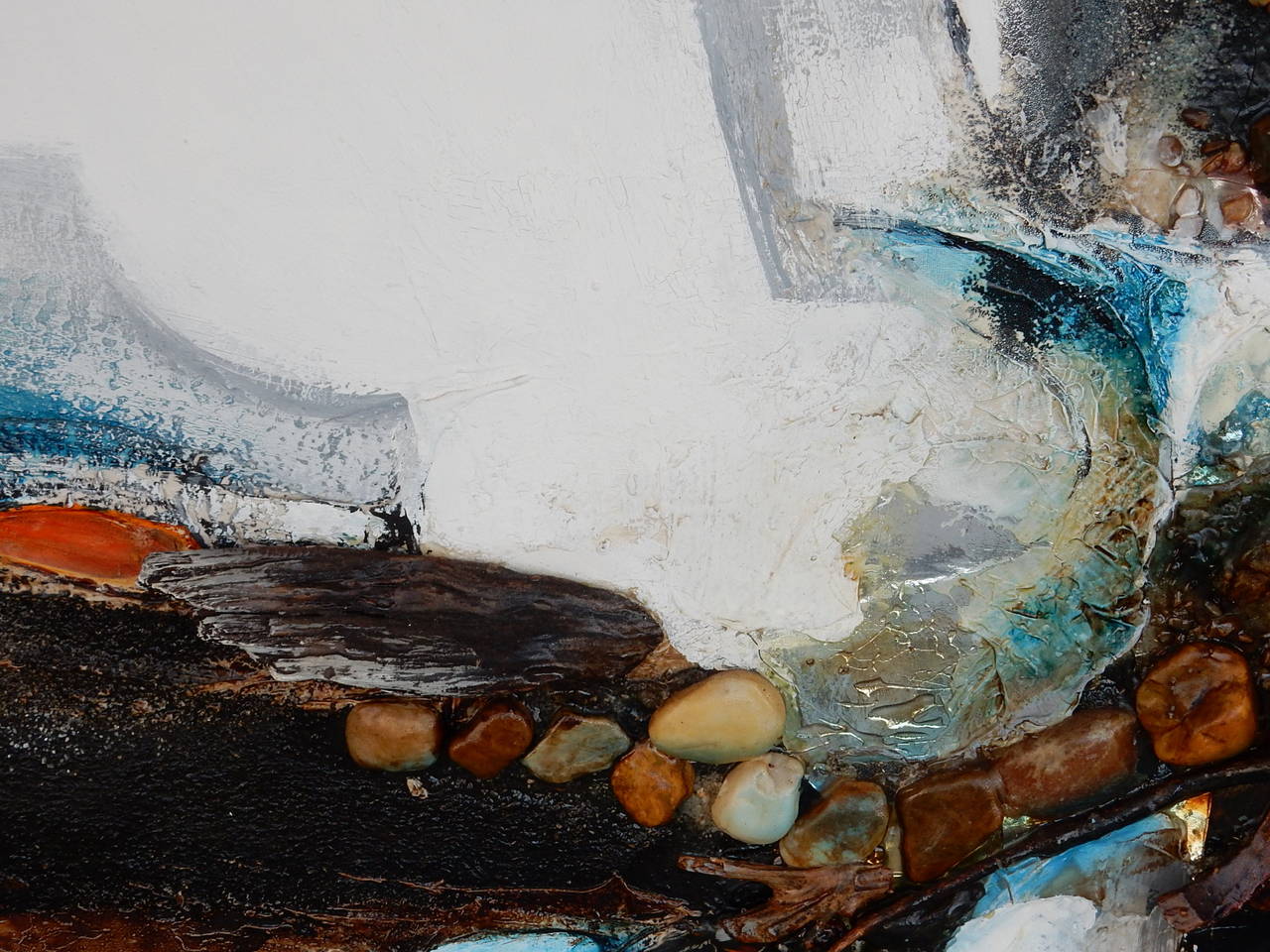 American Large Abstract Collage Painting, 1970s