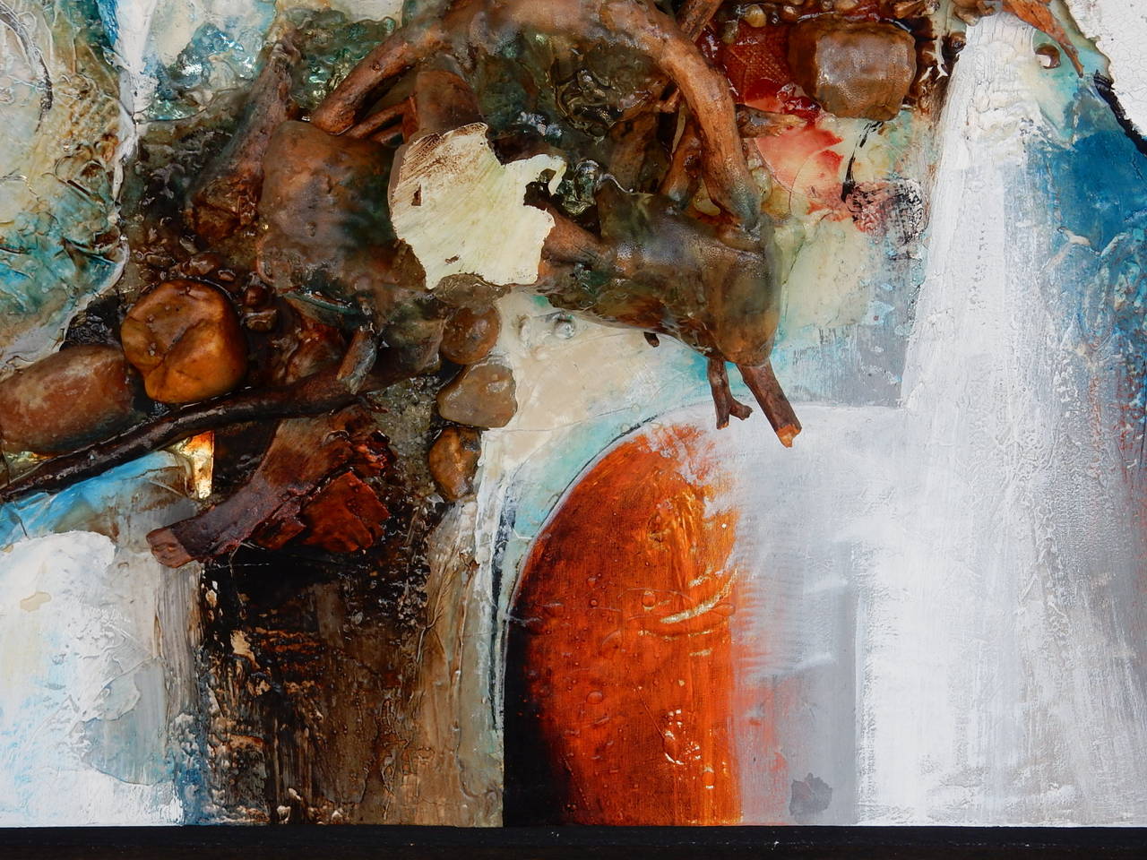Large Abstract Collage Painting, 1970s In Good Condition In Miami, FL