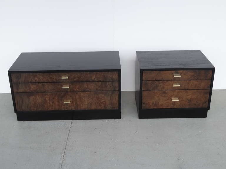 American Pair of Asymmetrical Side Cabinets by Harvey Probber