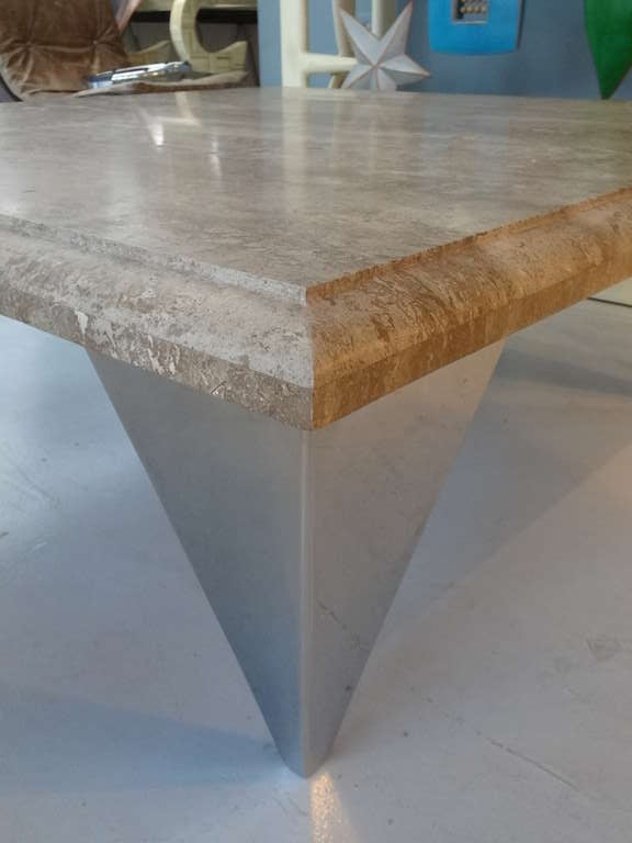 Stainless Steel and Marble Coffee Table, 1970s 1