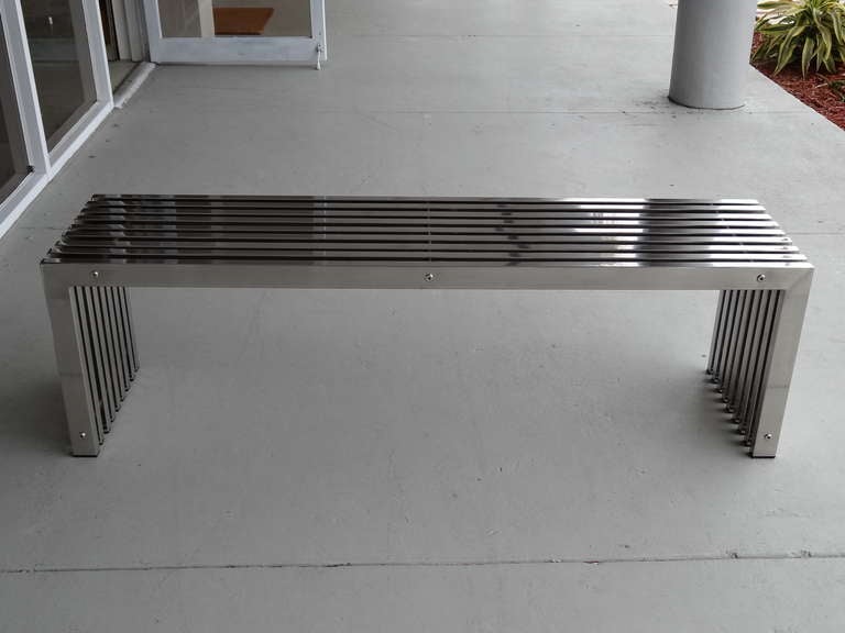 Late 20th Century  Stainless Steel Bench, 1970s
