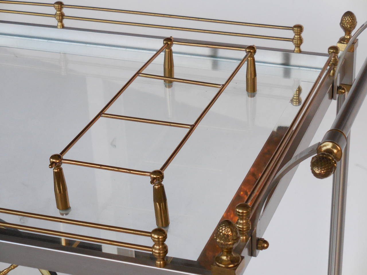 Neoclassical Steel and Brass Jansen Style Bar Cart