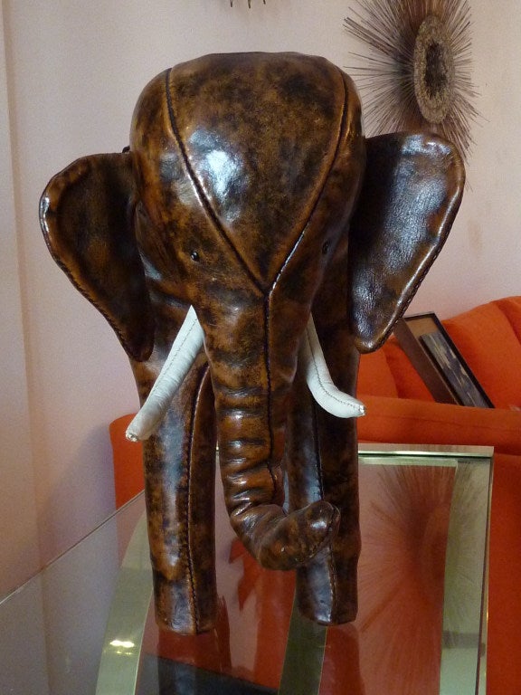 Abercrombie & Fitch Leather Elephant In Excellent Condition In Miami, FL