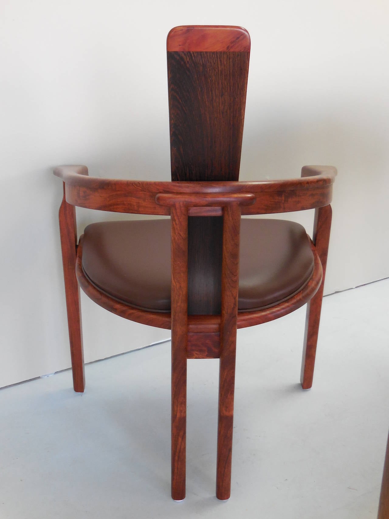 Bubinga Wood Desk and Chair by Alan Rosen In Excellent Condition In Miami, FL
