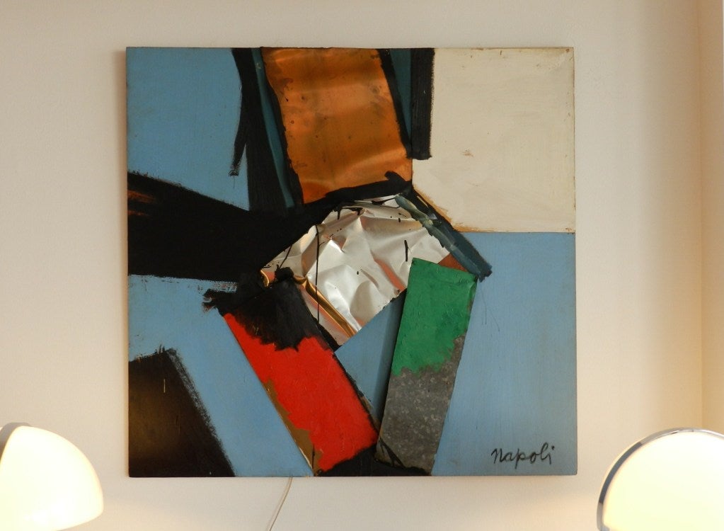Abstract Collage Painting by Giuseppe Napoli 48" by 46"
