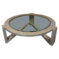 Rare Stainless Steel and Marble Coffee Table by Jonson and Marcius