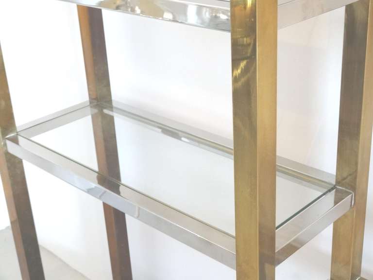 Large Brass, Chrome and Lucite Wall Unit by Romeo Rega 1