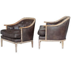 Pair of Mid Century Faux Bamboo Lounge Chairs by Henredon