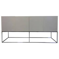 Minimalist Sideboard in White Lacquer and Chrome by Milo Baughman