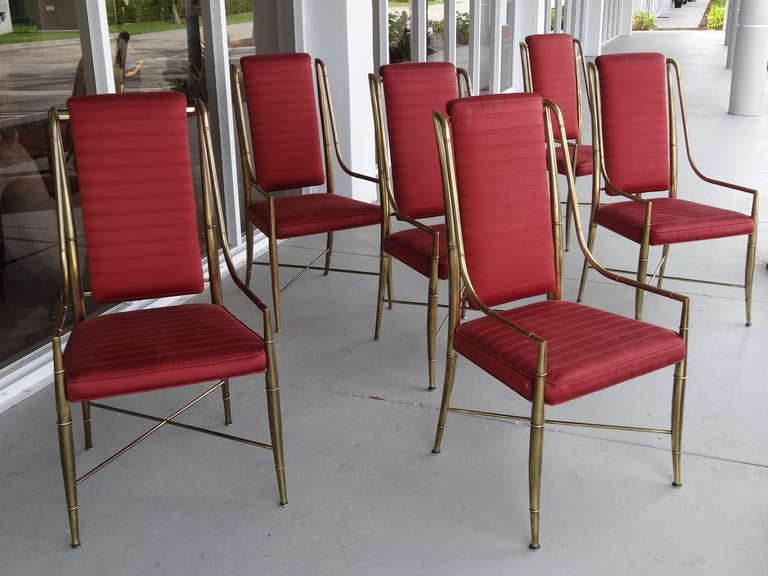 6 Brass Mastercraft Dining Chairs In Excellent Condition In Miami, FL