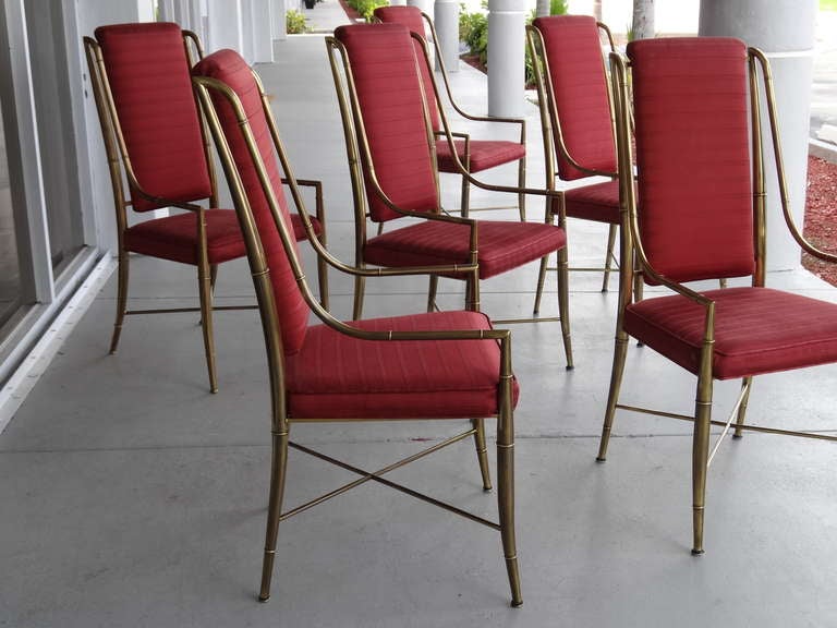 Mid-20th Century 6 Brass Mastercraft Dining Chairs