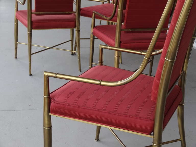 6 Brass Mastercraft Dining Chairs 3
