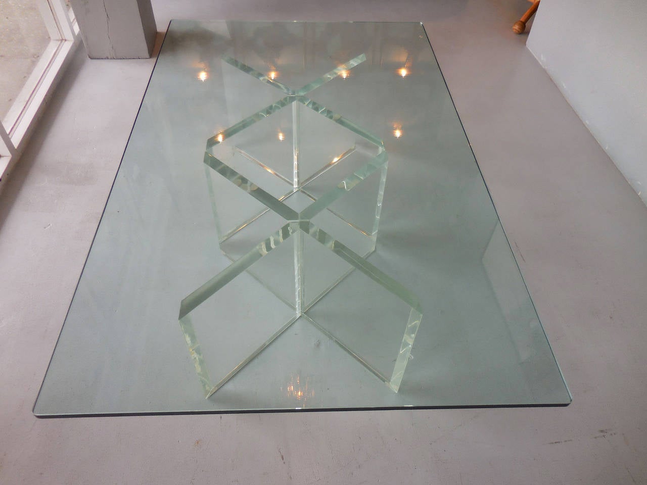 American Lucite and Glass Coffee Table by John Mascheroni