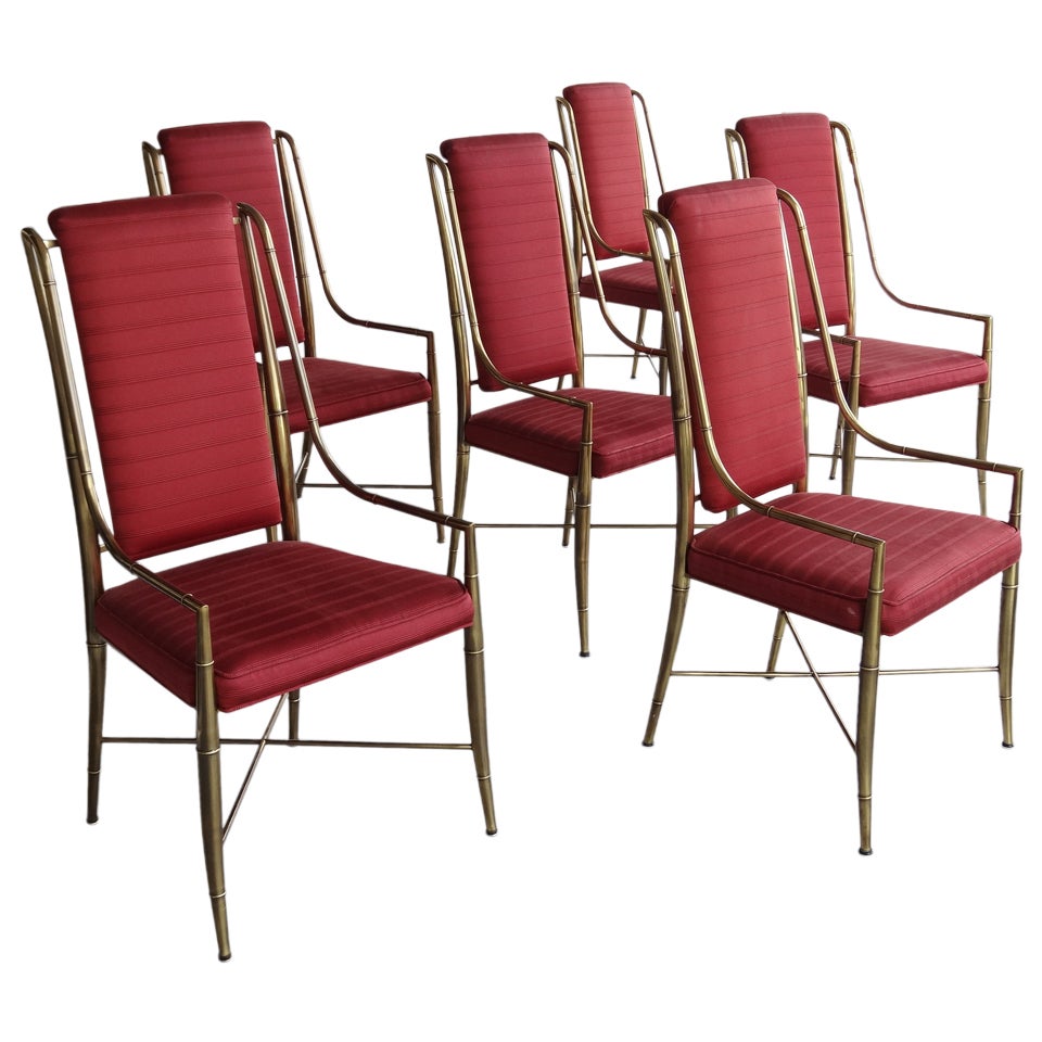 6 Brass Mastercraft Dining Chairs