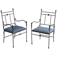 Paire de chaises en acier à la manière de Giacometti