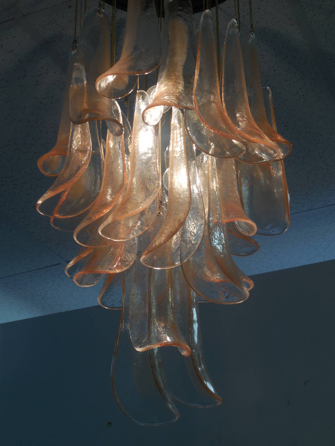 Organic Art Glass and Bronze Mazzega Chandelier 3