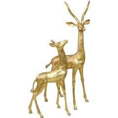 1970s Lifesize Italian Brass Gazelles