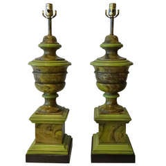 Pair of Faux Marble Lamps by Chapman