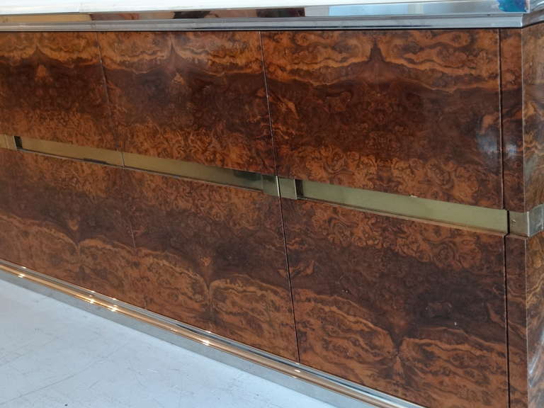Stainless Steel and Brass Sideboard In Excellent Condition In Miami, FL