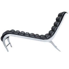 Steel and leather Italian Chaise