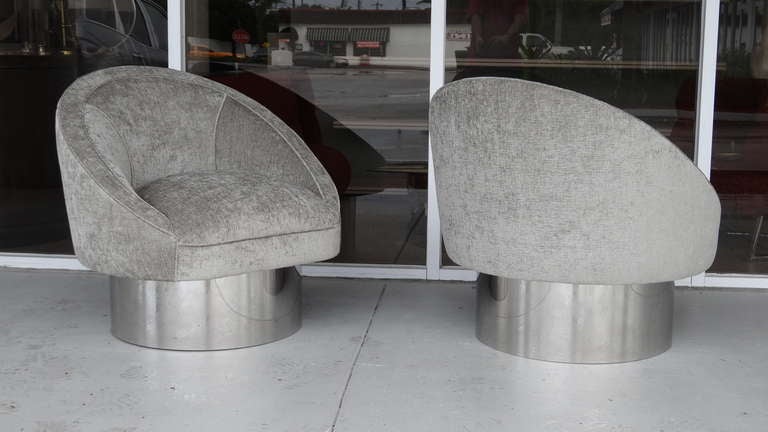 Fabric Pair Of 1970s Swivel Tub Chairs