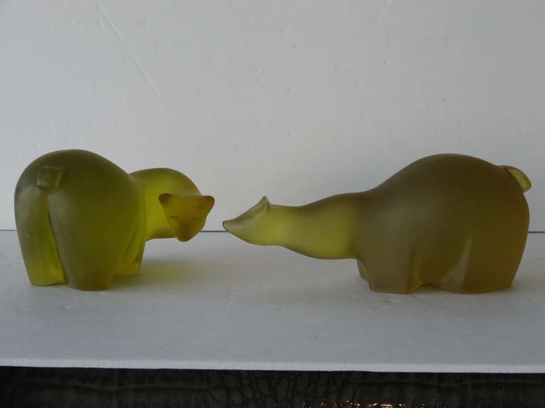 Graceful pair of bears by Sascha Brastoff.  Made of luminous resin with a satin surface.