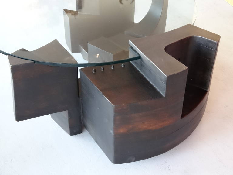Italian Futurist, Walnut Sculptural Coffee Table 3