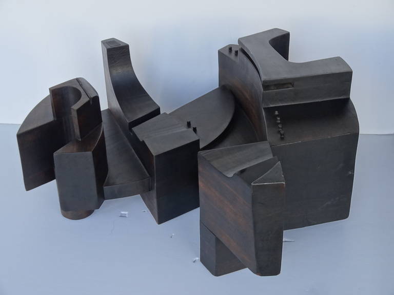 Mid-20th Century Italian Futurist, Walnut Sculptural Coffee Table