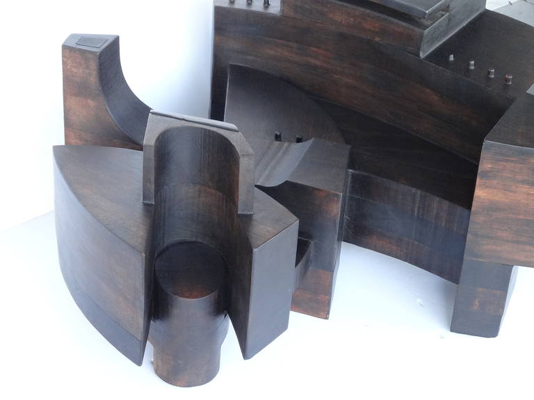 Italian Futurist, Walnut Sculptural Coffee Table 4