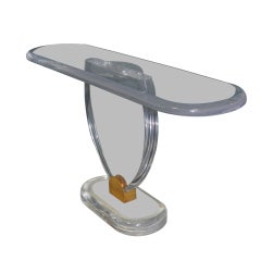 1980s Thick Lucite Console Table