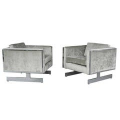 Pair of Mid Century Cube Chairs by Patrician Furniture
