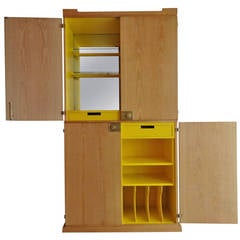 Yellow and Cerused Oak Bar Cabinet by Tommi Parzinger