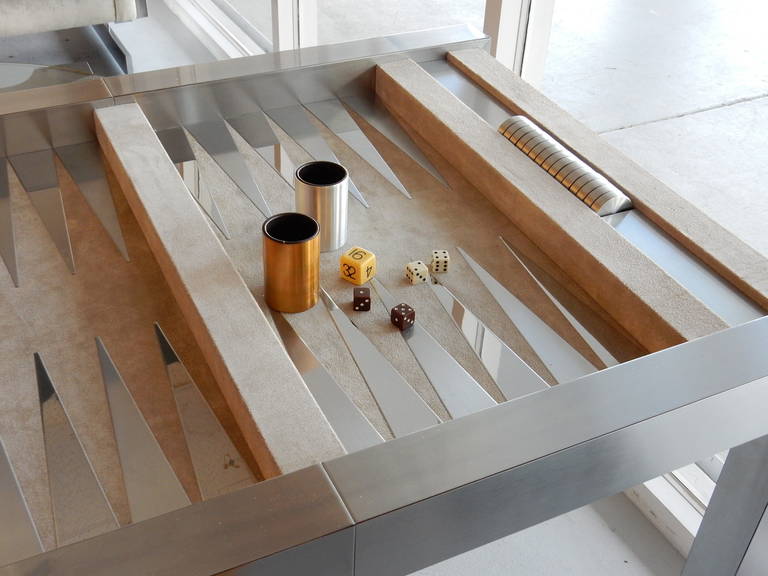 Stainless Steel Backgammon Game Table by Pace 2