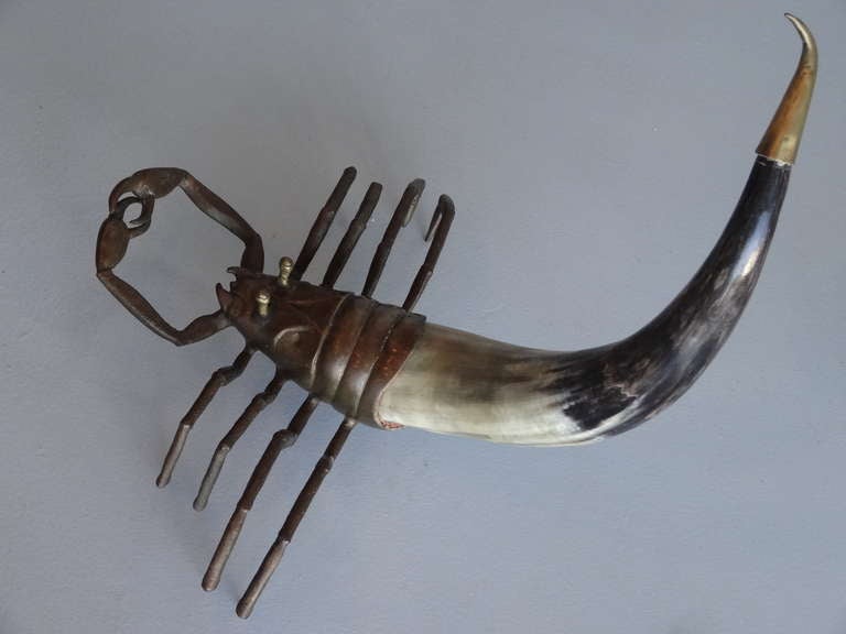 Large Bronze and Horn Scorpion Sculpture