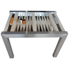 Stainless Steel Backgammon Game Table by Pace