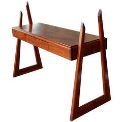 Asymmetrical Studio Solid Walnut Writing Table, 1960s