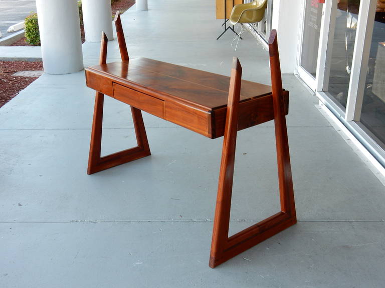 Asymmetrical Studio Solid Walnut Writing Table, 1960s