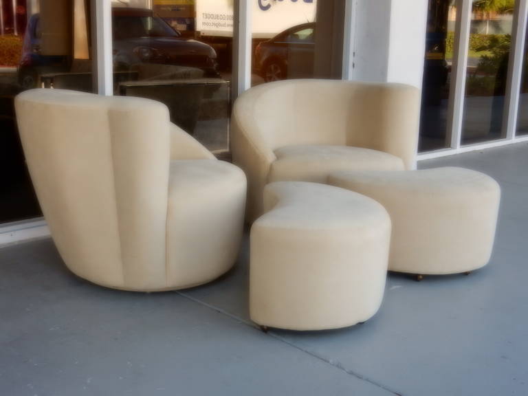 Pair of Swivel Chairs and Ottomans by Vladimir Kagan