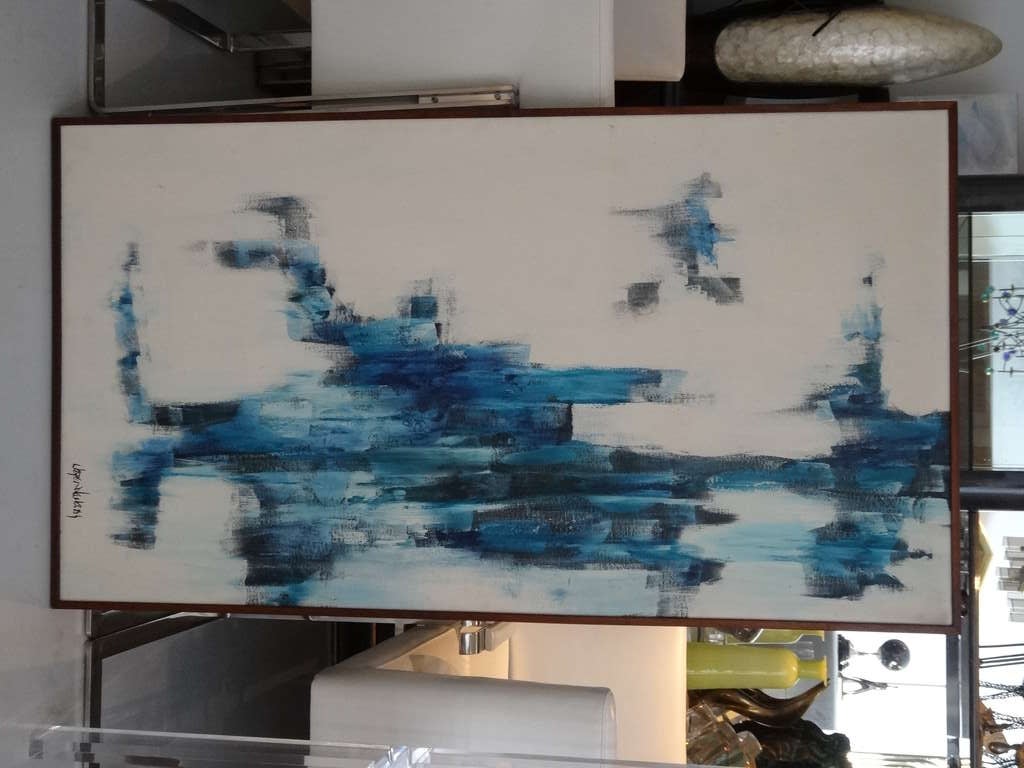 A large abstract oil painting on canvass. Bold design and a limited palette make an unexpected modern statement.