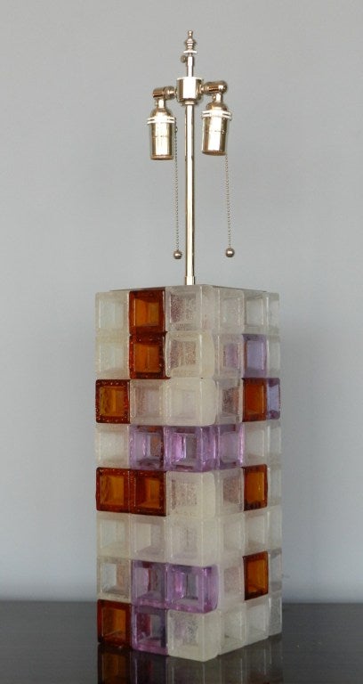 1970s Large Murano Blocks Table Lamp