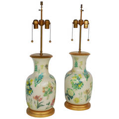 Pair of Botanical Lamps by Mario Buatta for Frederick Cooper, 1991