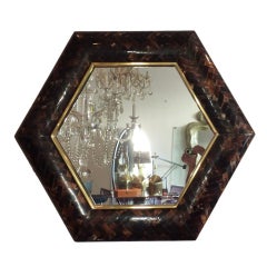 1980s Hexagonal Horn Mirror