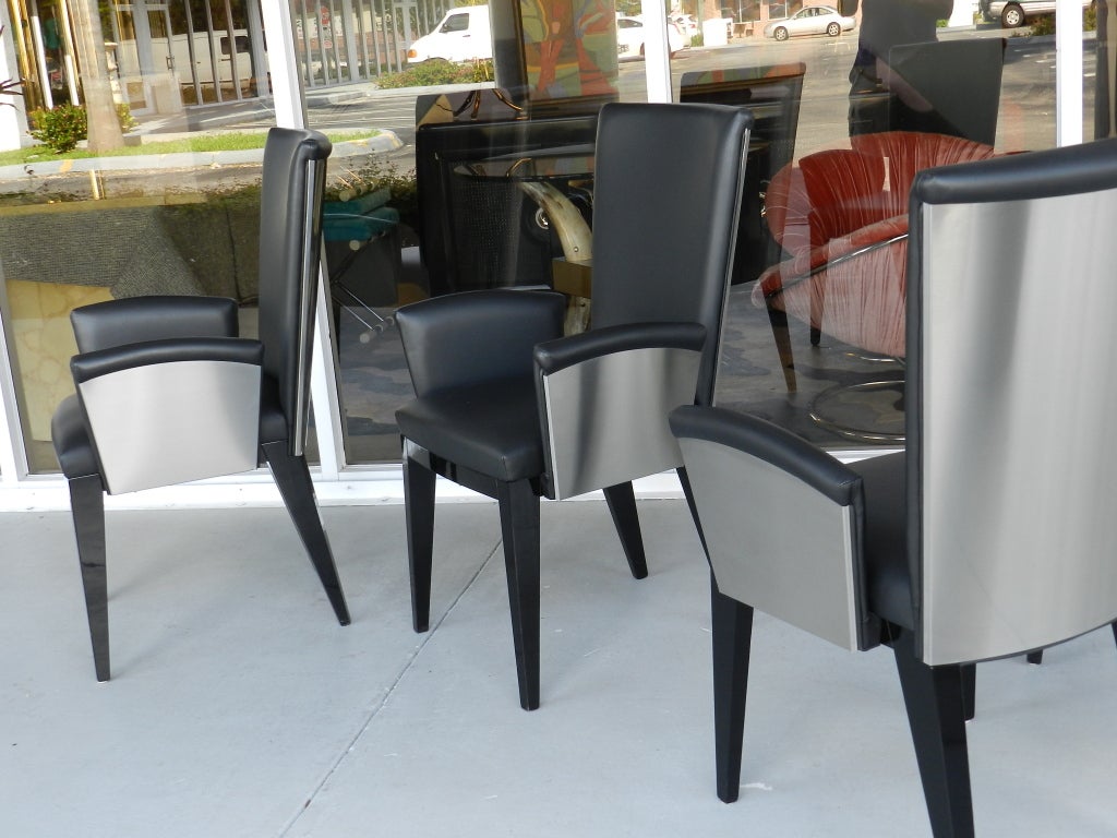 8 Italian Steel and Leather Dining/Conference Chairs 2