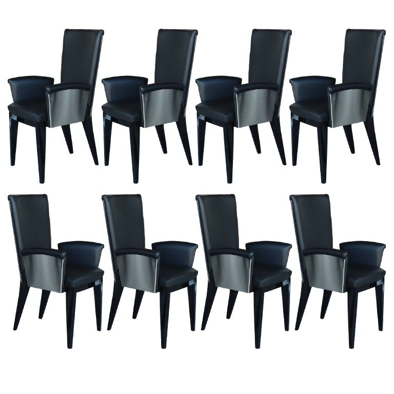 8 Italian Steel and Leather Dining/Conference Chairs