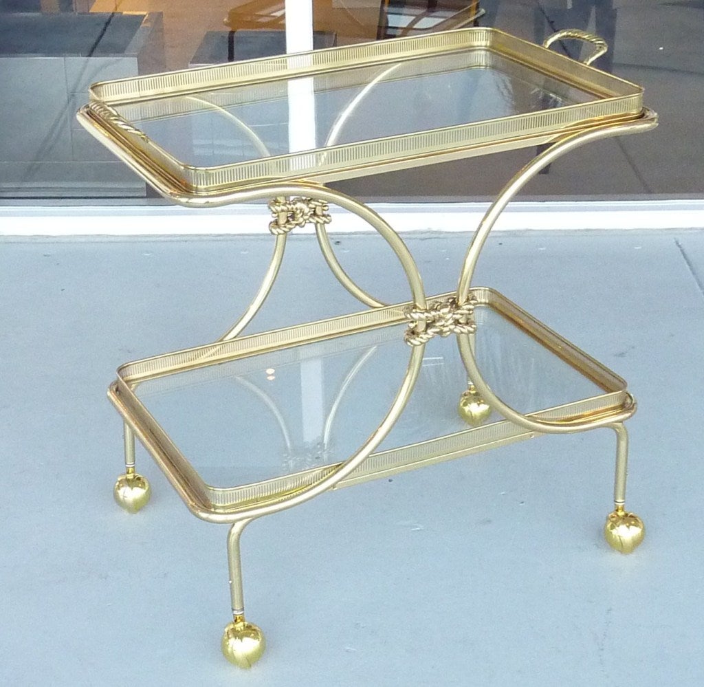 Italian Brass Tray Bar Cart