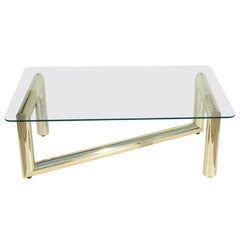 Tubular Brass & Glass Coffee Table Attributed to Karl Springer