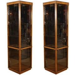 Pair of Triangular Glass Cabinets