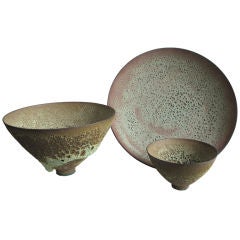James Lovera: Set of Three Volcanic Lava Glazed Bowls