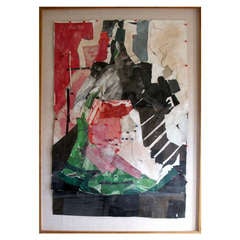 Peter Voulkos - Rare Large Collage Mounted In Frame.